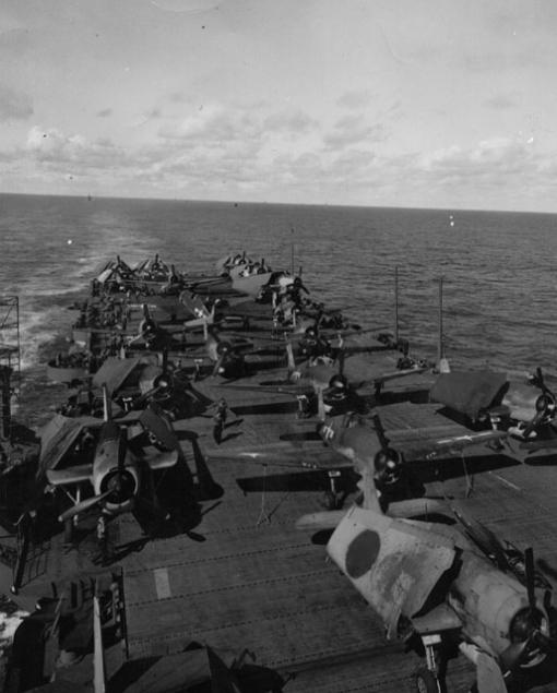 WWII planes aboard aircraft carrier USS Independence