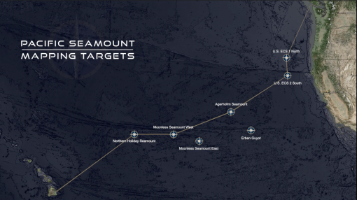 Map showing Pacific Seamount mapping targets