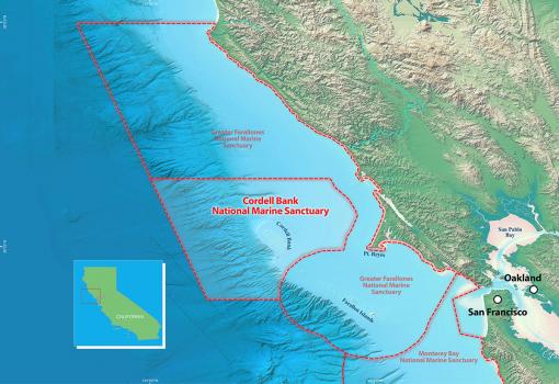 map of Cordell Bank and Greater Farallones National Marine Sanctuaries