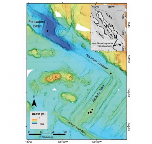 Bathymetric map of the southern Gulf of California