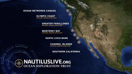 2020 expedition map of sites along the Eastern Pacific 