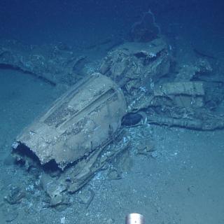 Underwater wreck of WWII airplane