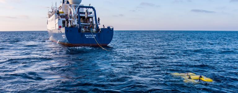 Nautilus launching ROV Hercules