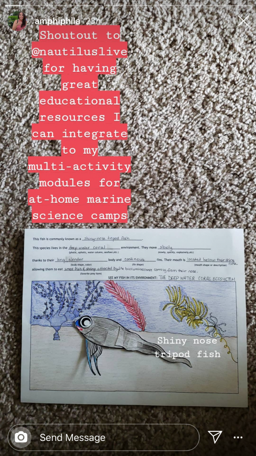 Shoutout to NautilusLive for having great educational resources I can integrate into my multi-activity modules for at-home marine science camps! (Yashira Cruz-Rodriguez)